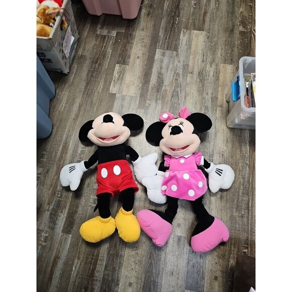 Disney Other - Disney Pink / Black Polkadot Large 25" Minnie Mouse & Mickey  Plush Doll Stuffed